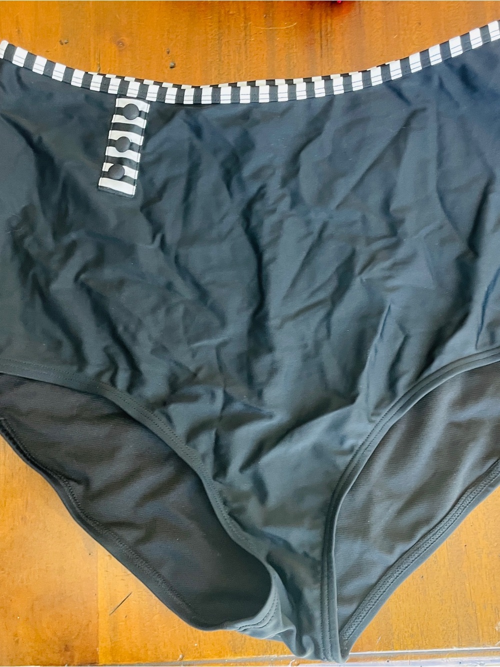 Unique Vintage  BlackSwim Bottoms with Contrast Trim Sz 1X